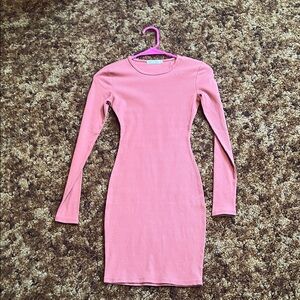 Elegant rust colored  Long Sleeve Dress